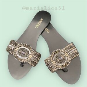 🇧🇷AREZZO Embellished Women's Flat Sandals, 7.5, NWOT / never worn